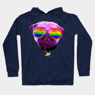 Gay Pride Pug LGBT Dog Rainbow Sunglasses Hoodie